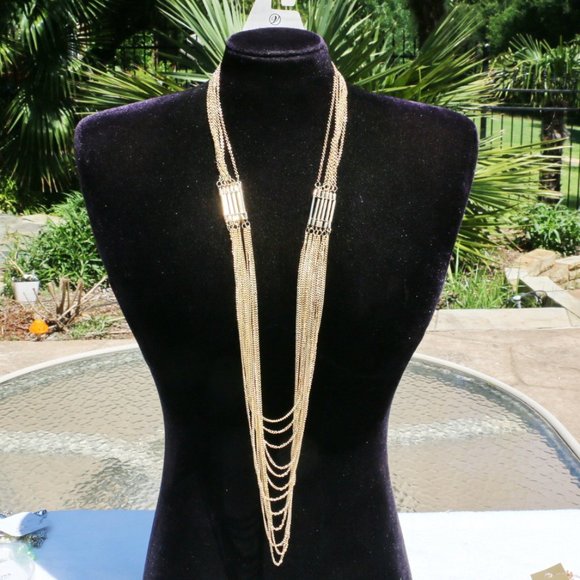 Versona Jewelry - Sexy Layered Multi Strand Necklace Goldtone NWT
